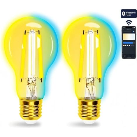 Aigostar Lot de 2 Ampoules Filament A60 E27 6W CCT Ajustable Télécommande Style Loft