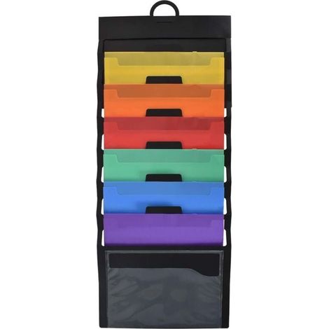 Organiseur de fichiers mural, présentoir mural pour magazines A4, présentoir pliable en plastique à 6 poches, porte-albums photo, présentoir de rangement pour documents. (1/4)