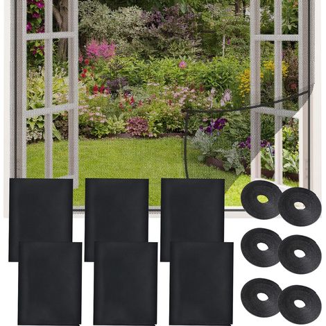 Zanzariera per Finestra Set 6 Pezzi 130x150 cm Nere (1/5)