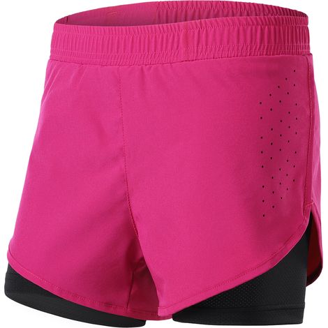 Short de course 2 en 1 pour femmes, séchage rapide, respirant, entraînement actif, exercice, Jogging, cyclisme, avec doublure plus longue (1/5)