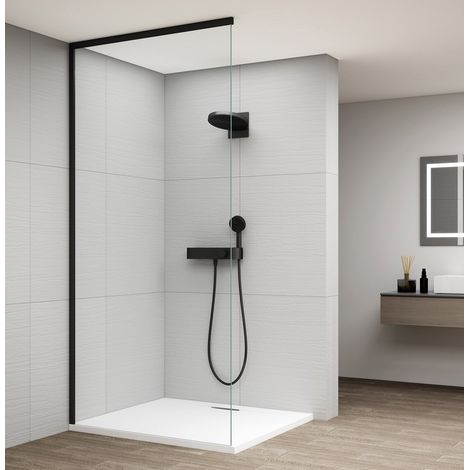 Kit de profilés sol-plafond ESCA pour montage sur verre, 2600x1600mm, noir mat