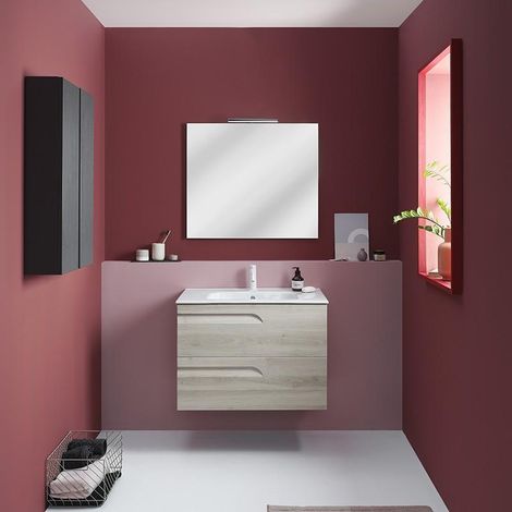 Ensemble de meubles de salle de bain avec 2 tiroirs compacts VITALE - ROYO Couleur : Blanc Nature - Options : Ensemble complet - Dimensions : 60 cm - Profondeur : 39 cm (1/2)