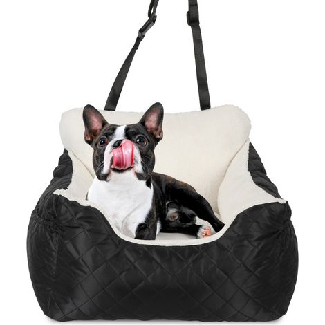 SWANEW Seggiolino auto per cani Letto pieghevole per cani Auto - Sedia pieghevole per cani - 47x47x21cm - nero+bianco (1/5)