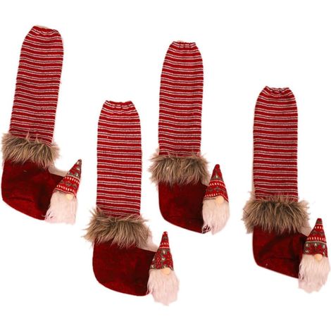 CCYKXA4-Piece Soft Striped Christmas Chair Cover Set, Quiet and Easy to Clean, for Bar Chairs, Kitchen and Dining Room, Festive Decoration