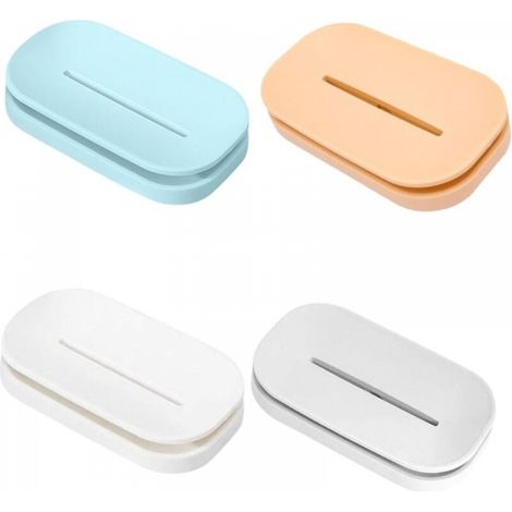 4 pièces Boîte à Plastique avec Double Drainage Support de Rangement pour Salle de Bain et PP Étui Pratique pour Sec et Propre (1/5)