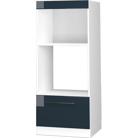 Mobile cucina microonde Fame-Line, Blu scuro lucido, 60 cm aperto, Vicco