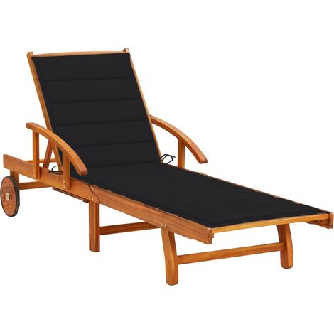 Chaise longue de jardin avec coussin Bois d'acacia solide