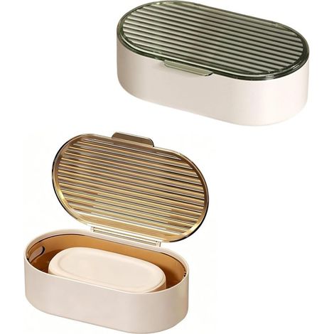 2 Pièces Porte Savon avec Couvercle, Boite Savon Voyage Portable, Matériau PP de Protection de l'environnement à Séchage, Rapide Adapté à La Maison, à la Salle de Bain (1/5)