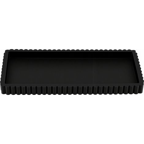 Plateau de salle de bain rectangulaire en silicone imperméable, motif marbre, noir, 24 x 10,5 x 1,8 cm (9,45 x 4,13 x 0,71 po). (1/5)