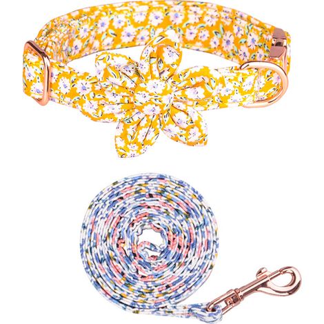 Collier Pour Chien En Coton Avec Nœud Papillon Floral Amovible - Boucle De Sécurité Métallique - Réglable Pour Chiennes - Taille Unique (1/5)