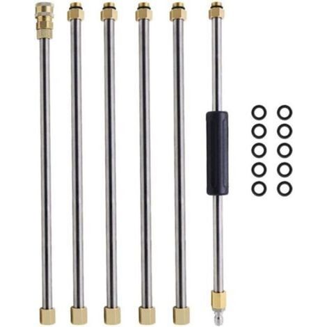Accesorio para hidrolavadora de alta presión: juego de lanza de extensión de acero inoxidable con conector rápido de 1/4 de pulgada para lavado de autos y limpieza de canalones -Crezuo