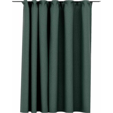 vidaXL Cortina opaca con ganchos look de lino verde 290x245 cm (1/2)