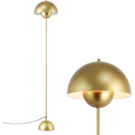 Lampadaire forme champignon métal doré, H160 cm