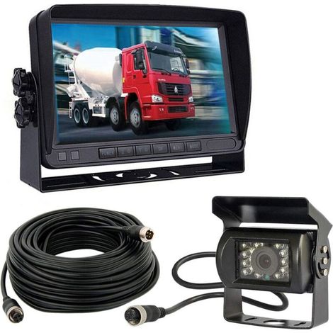 Sistema di telecamera di retromarcia 12V-24V con monitor LCD TFT da 7" – Telecamera impermeabile con visione notturna a 120° – Cavo anti-interferenza a 4 pin – 18 LED