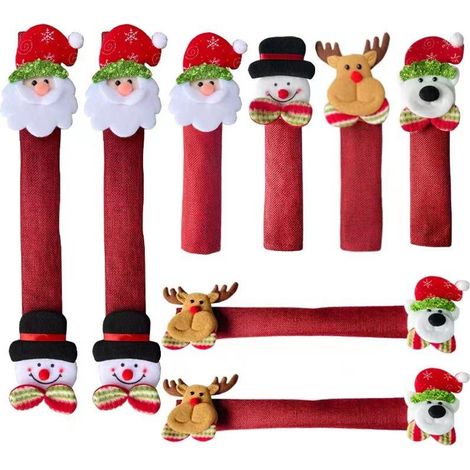 Ensemble 8 poignées de porte de réfrigérateur de Noël, protection pour poignée de four micro-ondes lave-vaisselle, déco cuisine intérieure électrique. (1/5)