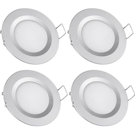 Lot de 4 spots LED encastrables 12V – Trou 58-65mm – 3W 6400K blanc froid – Aluminium ultra mince pour camping-car et bateau (1/5)