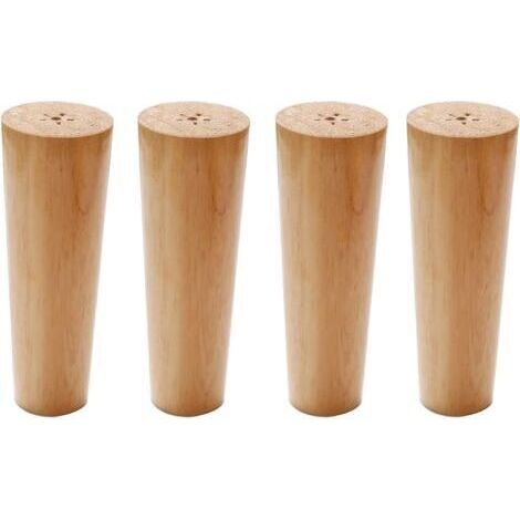 Sollbry Pieds de meubles en bois massif, pieds de Table coniques, pieds de Table de remplacement, pour lits, armoires de télévision, armoires, avec accessoires, 4 pièces (1/4)