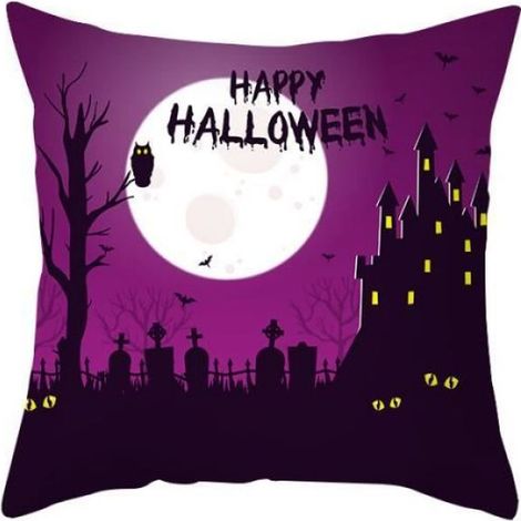 Housse d'oreiller - - Halloween Citrouille - 45x45 cm - Violet - Synthétique (1/2)
