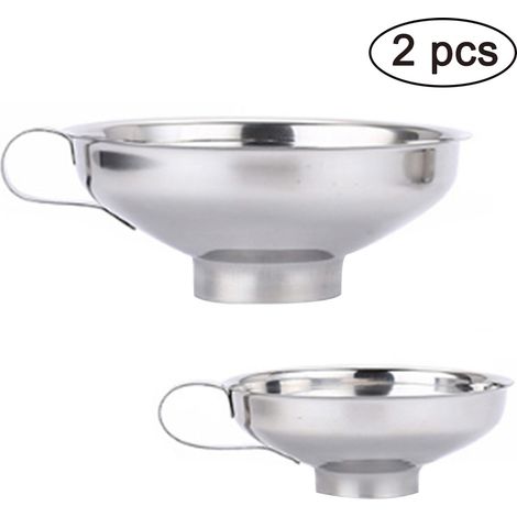Set of 2 stainless steel jam funnels (large + small), for oils, powders, beans, jams (1/4)