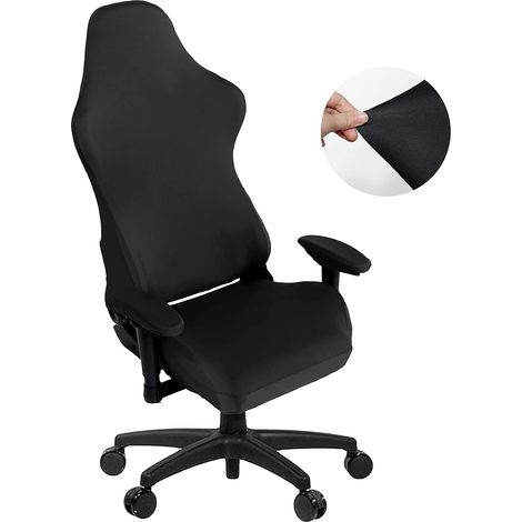 Housses de chaise gaming extensibles et lavables pour fauteuil, chaise pivotante, chaise d'ordinateur (noires) (1/5)