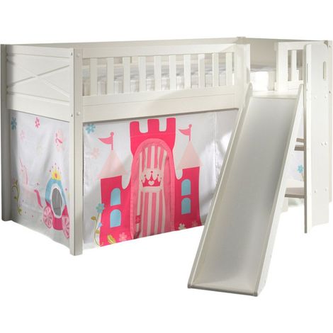 Lit Enfant Toboggan & Tente "Scott Princesse" 90x200cm Blanc (1/5)