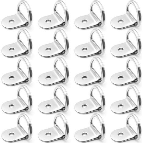 Anneaux D'arrimage INOX 20 Pièces Anneaux D'arrimage en D Ancrage Anneaux Arrimage pour Remorques Machinerie Lourde Outils Électriques Camping 36x25mm Argent (1/5)