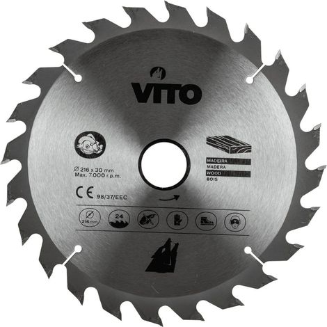 Lame de Scie Circulaire Carbure de Tungstène 216 mm - 24 Dents - Coupe Rapide et Précise Tous Bois VITO