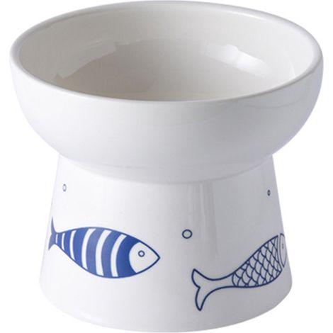 1 Gamelle haute pour chat, Bol en céramique, Surface émaillée lisse, Motif créatif, Pour confort alimentaire (1/5)