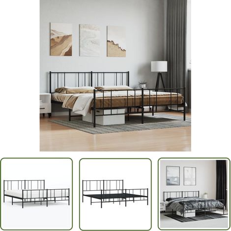 The Living Store Metallbett ohne Matratze mit Fußteil Schwarz 180x200 cm - Metallbett - Doppelbett - Boxspringbetten - Bettgestell - Schlafraum (1/5)