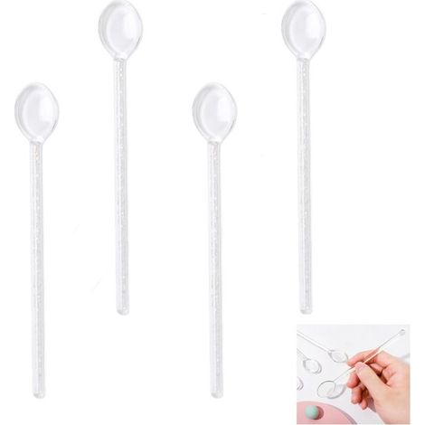 6 piezas, Cuchara, Cuchara de vidrio transparente, Palillo de vidrio para remover, 16 cm, postre, zumo y café, bares y fiestas (Transparente) (1/5)