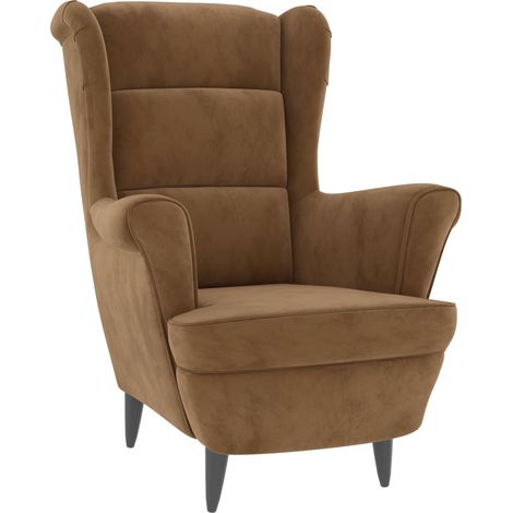Sillón de diseño y moderno extra confort en terciopelo marrón DEC028645