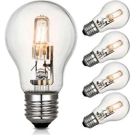 Pair Ampoule halogène E27 42 W à intensité variable, culot à vis Edison, blanc chaud 2700 K, ampoules à économie d'énergie, lot de 6 (1/4)