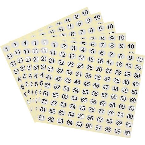 15 feuilles d'étiquettes rondes numériques autocollantes blanches, étiquettes murales numérotées, autocollants blancs-15pcs (1/3)