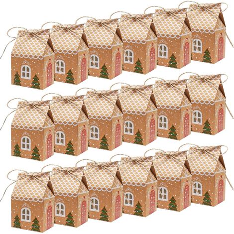 50 Pcs Boite Cadeaux Noel, Decoration Boite Cadeau en Papier Kraft, Petite Boite Cadeau pour Emballage Cadeau Bonbons, Chocolats, Biscuits, Dessert, Aliments (7 x 5 x 10,5 cm) (1/5)