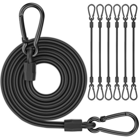 Spanngummi mit Karabiner 120cm, 6 Stück, Schwarz, Stark & Elastisch (1/5)