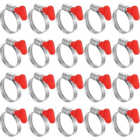 APEX 20 Pièces Collier de Serrage Inox, Collier Serrage Réglable 25-40mm, Colliers de Serrage pour Tuyaux, Collier de Serrage Métallique, Collier Durite À Écrou Papillon pour Tuyau de Piscine Gaz (1/5)
