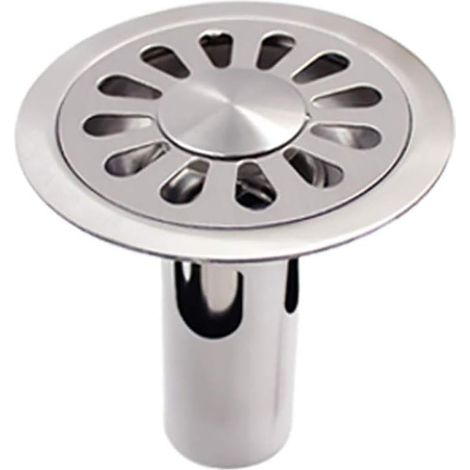 Siphon de sol rond en acier inoxydable brossé pour salle de bain, toilettes, cuisine, buanderie, jardin - 100 mm x 100 mm