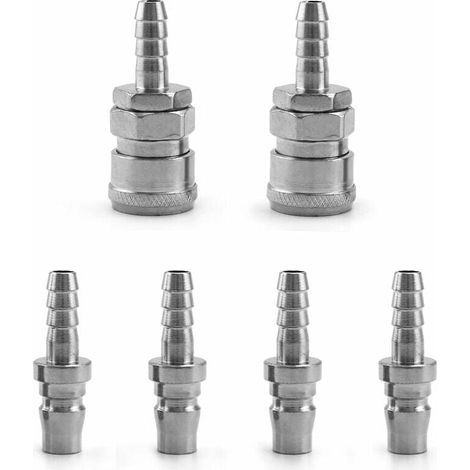 6 Pcs Embout Compresseur Air, 8mm Raccord Pneumatique Rapide Male Femelle (SH20+PH20) (1/5)