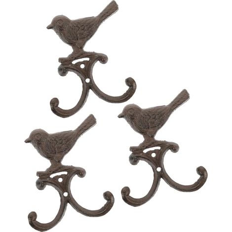Lot de 3 patères murales en fonte en forme d oiseau fixation