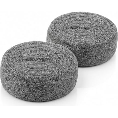 Steel Wool, 2 Rolls of 3 Metres (6m Total) - Soft Metallic Wool for Wood Polishing, Glass Cleaning and Metal Finishing - Scouring Pad with Gloves (1/5)