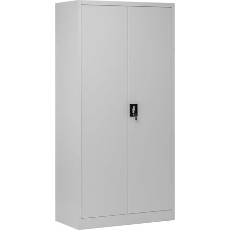 Metallschrank C34 Aktenschrank Werkzeugkschrank Umkleideschrank Spind Flügeltüren Kleiderstange Pulverbeschichtung Metall Abschließbar 185 cm x 90 cm x 45 cm (H x B x T) Grau (1/4)