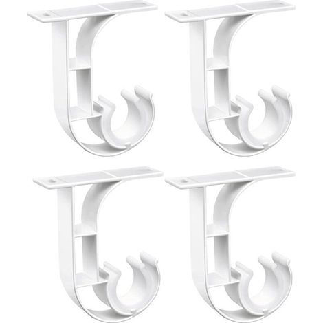 CSPARCV Ceiling Curtain Rod Bracket, Heavy Duty White Curtain Rod Brackets, Aluminum Alloy, Curtain Rod Bracket with Plastic Loop, Ceiling Brackets
