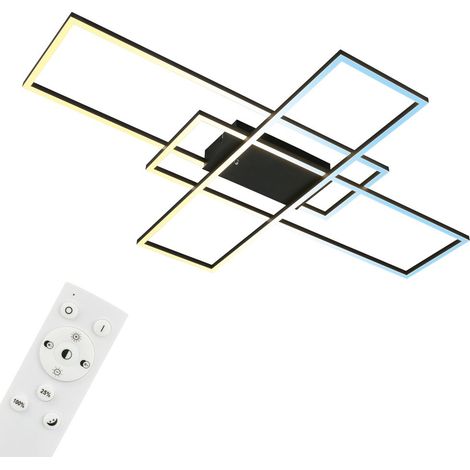 Briloner Roami LED Deckenlampe, Dimmbar, Fernbedienung, Speicherfunktion, Nachtlichtfunktion, Schwarz, 104 x 71 x 9,5 cm