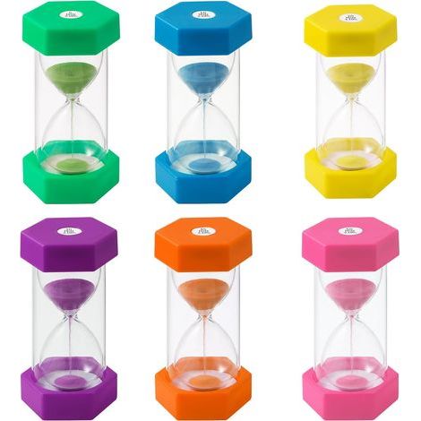 Packs of 6 Colorful Hourglass Sand Timers for Kids, Colorful Hourglass Kit 5/10/20/30/45/60 Minutes, Color Timer, Timer, Hourglass, Suitable for Kitchen, Home, Humer (1/5)