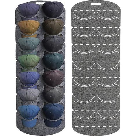 Porte-chapeaux suspendu pour casquettes de baseball, à fixer au-dessus d'une porte ou au-dessus d'un mur de placard, 14 poches (1/5)