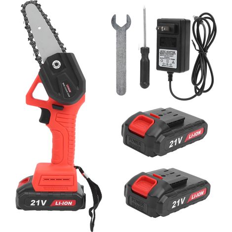 Scie à chaîne mini sans fil 600W, batterie lithium portable, électrique 4in, prise US AC100-240V, deux batteries et un chargeur (1/5)