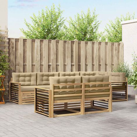 Teenpull – Outdoor-Sofagarnitur 7 Stk. Weiß und Beige Polyester (1/5)