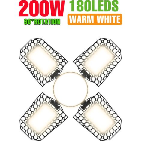 Lampes de croissance pour plantes Ampoule LED E27/E26 (200 W, blanc chaud, culot E27-E26) 220 V, projecteur pliable et déformable pour garage, 110 V, 100 W, 200 W, 300 W, pour maison, entrepôt, atelie (1/5)