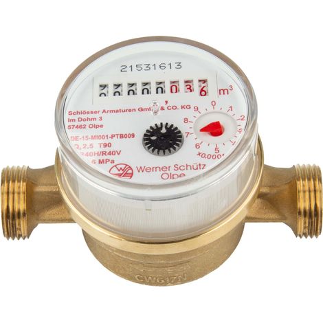 JS Einstrahlzähler ETW (Warmwasser) bis 90 Grad - Länge 110 mm, 3/4 Zoll AG - Q3=2,5 / R40