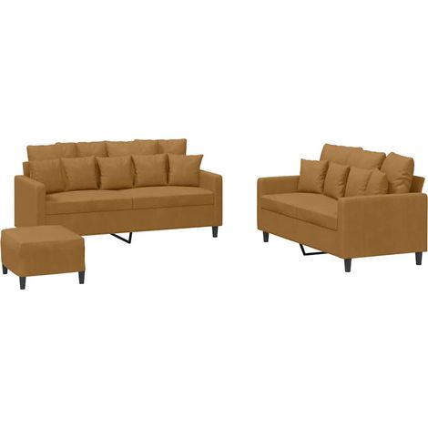 Maison Exclusive - Set di Divani 3 pz con Cuscini Marrone in Velluto